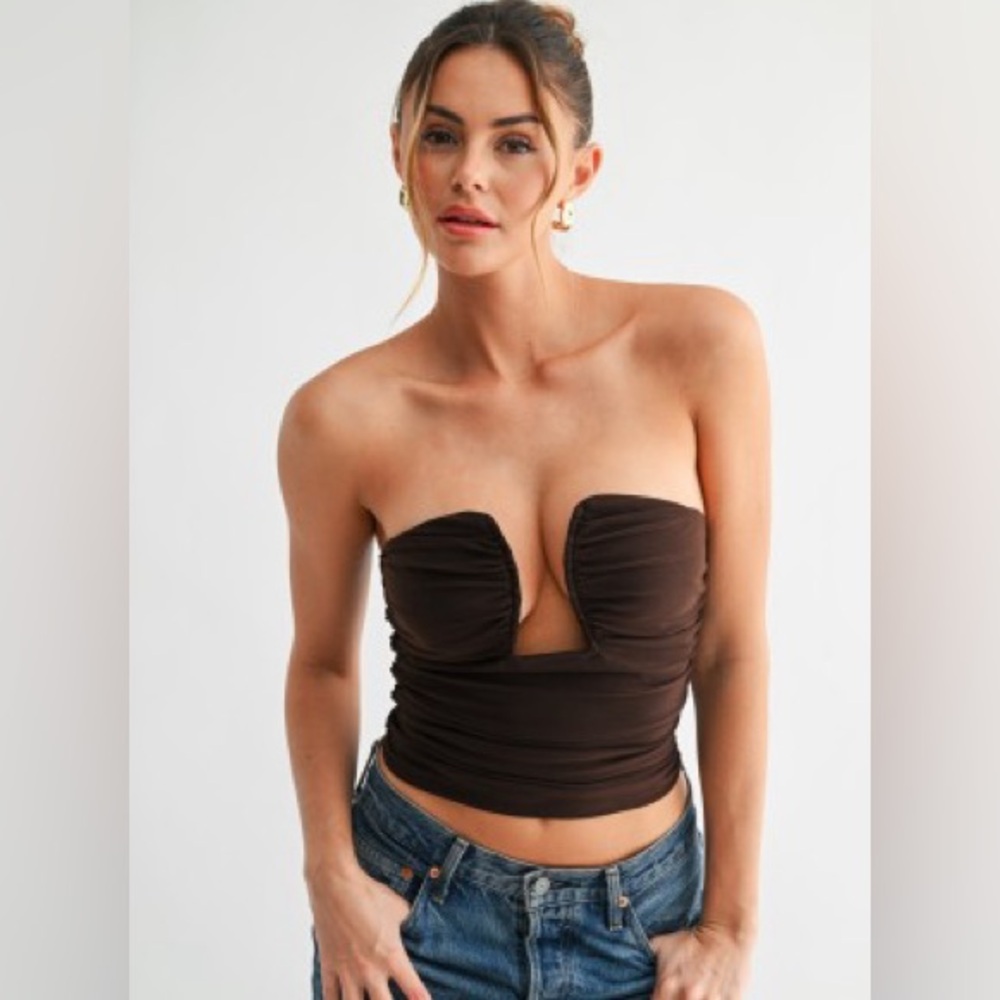 Chocolate Brown Strapless Top